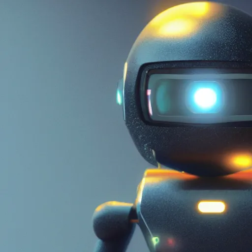 Prompt: small robot with a screen as face, realistic, octane render