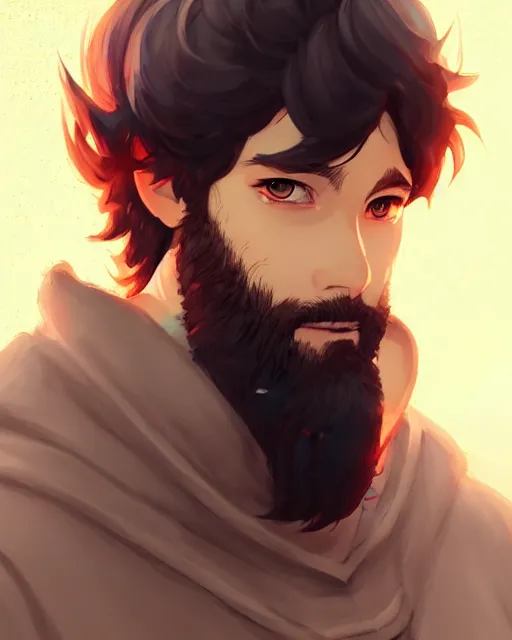 Prompt: portrait of a male cleric d & d, beard, fantasy, portrait shinkai makoto studio ghibli studio key hideaki anno sakimichan stanley artgerm lau rossdraws james jean marc simonetti elegant highly detailed digital painting artstation pixiv