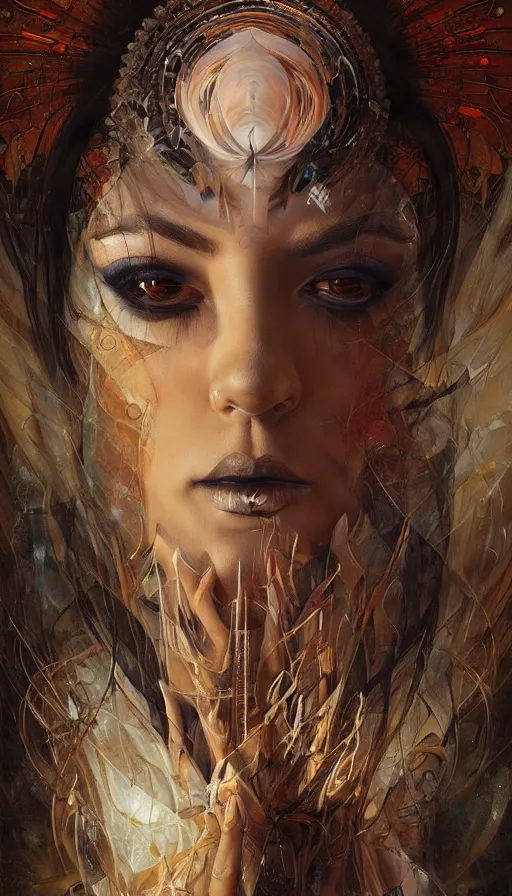 Image similar to portrait of a digital shaman, by karol bak