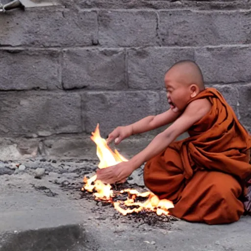 Image similar to self immolating baby monk