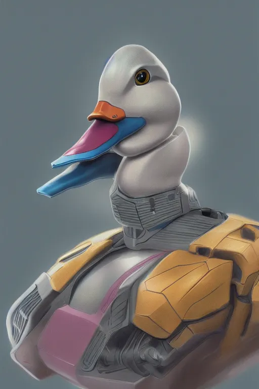 Prompt: cyborg duck concept, detailed, sharp focus, pastel, intricate, realistic, smooth, volumetric lighting, digital painting, by miyazaki