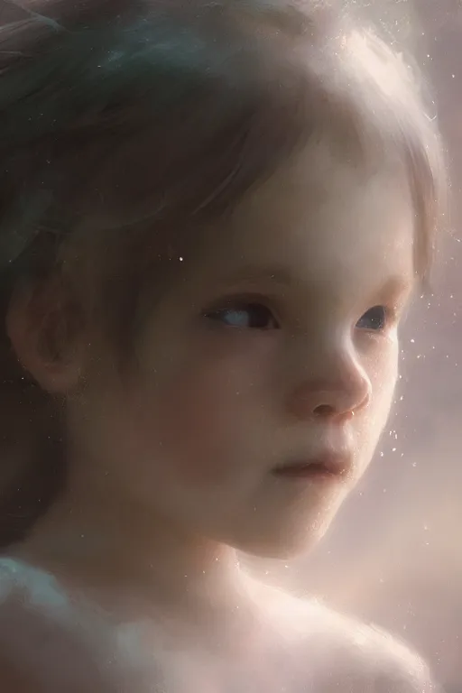 Image similar to Atlantis little girl, joyful, close-up portrait, intricate, elegant, volumetric lighting, scenery, digital painting, highly detailed, artstation, sharp focus, illustration, concept art, ruan jia, steve mccurry