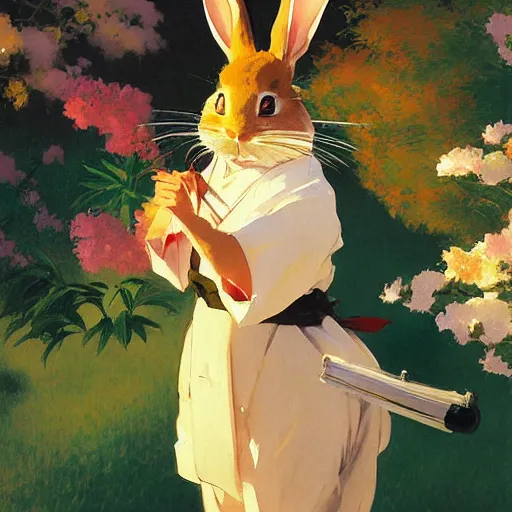 Prompt: a traditional JapaneseTorri, by studio ghibli painting, by Joaquin Sorolla rhads Leyendecker, An aesthetically pleasing, dynamic, energetic, lively, well-designed digital art of a bunny rabbit standing up, overlaid with aizome patterns, by Ohara Koson and Thomas Kinkade, traditional Japanese colors, superior quality, masterpiece