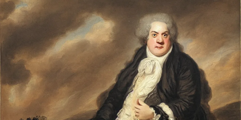 Prompt: Samuel Johnson meme, Sir Joshua Reynolds, 1775 oil painting