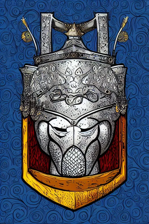 Image similar to Portrait of a polar bear in medieval armor, knight, medieval, sticker, colorful, illustration, highly detailed, simple, smooth and clean vector curves, no jagged lines, vector art, smooth