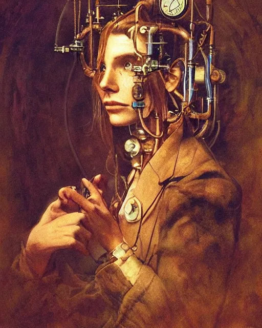 Image similar to beautiful portrait of a human scientist, victorian, steampunk, highly detailed, photorealistic, by rutkowski and beksinski