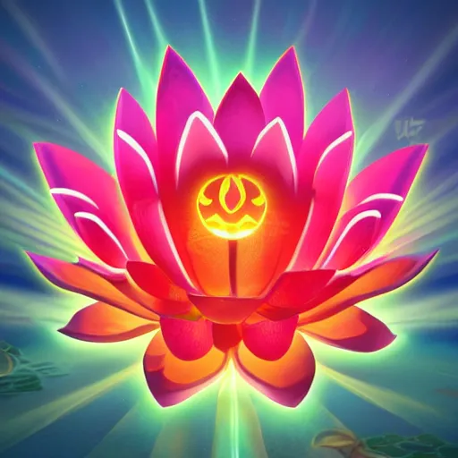 Image similar to lotus flower epic legends game icon stylized digital illustration radiating a glowing aura global illumination ray tracing hdr fanart arstation by ian pesty and katarzyna da bek - chmiel