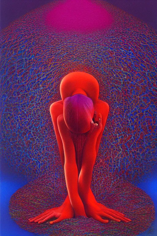 Image similar to psychodelic colourful shiny beautiful harmony painting by zdzisław beksinski