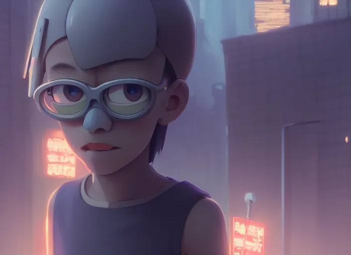 Image similar to a film still portrait of a minion, finely detailed features, minions, cinematic lighting, perfect art, night cyberpunk city, intricate, anime, minion, gapmoe grimdark, artstation, trending on pixiv fanbox, painted by greg rutkowski makoto shinkai takashi takeuchi studio ghibli, akihiko yoshida, 4 k