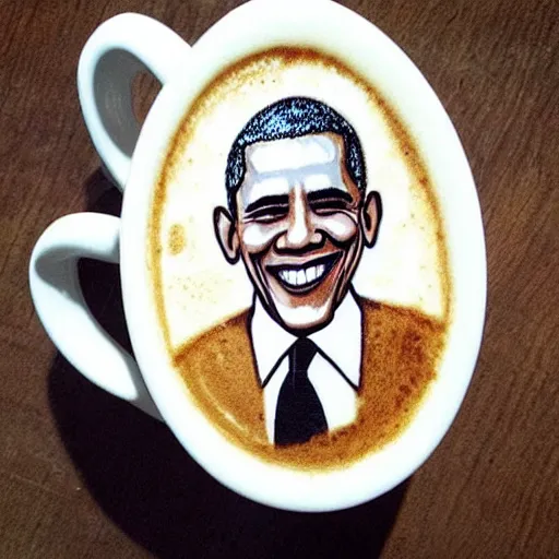 Prompt: instagram photo of latte art of barack obama