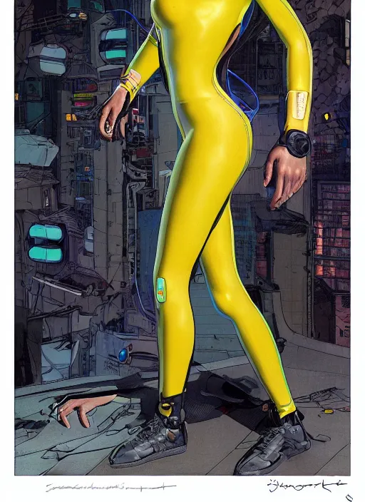 Image similar to cyberpunk athlete in tactical harness and jumpsuit. portrait by stonehouse and mœbius and will eisner and gil elvgren and pixar. realistic proportions. dystopian. cyberpunk 2 0 7 7, apex, blade runner 2 0 4 9 concept art. cel shading. attractive face. thick lines.