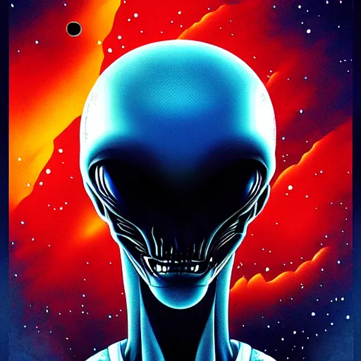 Image similar to alien poster art by kim jung giu