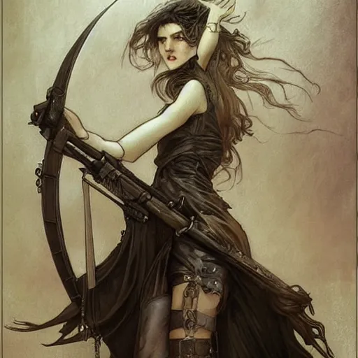 Prompt: a dieselpunk painting in the style of luis royo, and in the style of charlie bowater, and in the style of alphonse mucha. symmetry, smooth, sharp focus, semi - realism, intricate detail.