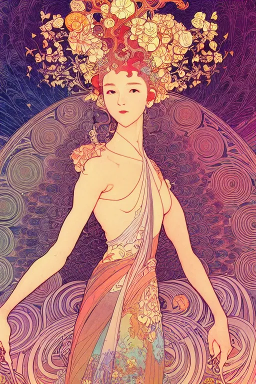 Image similar to a beautiful hyperdetailed character design 4 k wallpaper illustration of phoenix, victo ngai style, alfons mucha ， from china, style of studio ghibli, chinese style