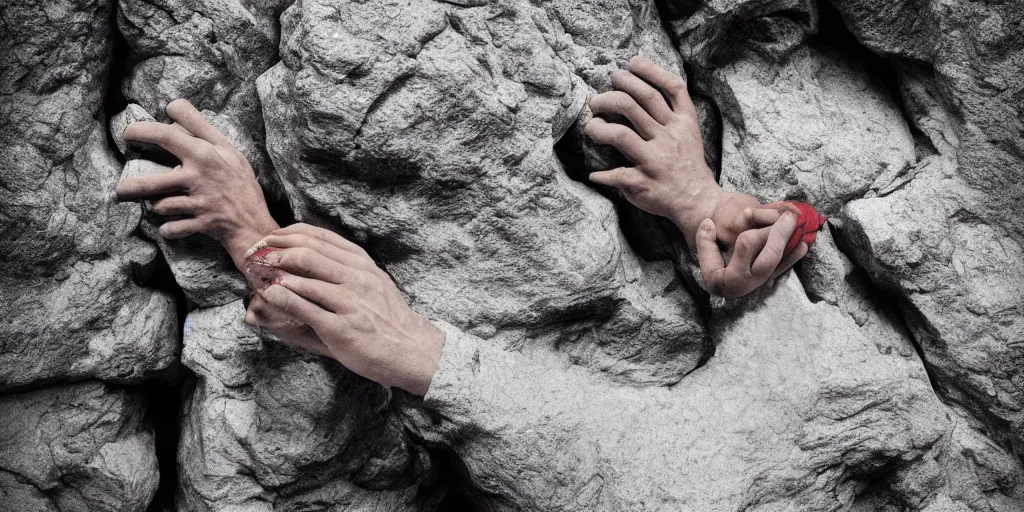 Image similar to ego perspective photography of hands holding climbing equpiment in the dolomites, climbing, dolomites, alpine, detailed intricate insanely detailed octane render, 8k artistic 1920s photography, photorealistic, chiaroscuro, hd, by David Cronenberg, Raphael, Caravaggio