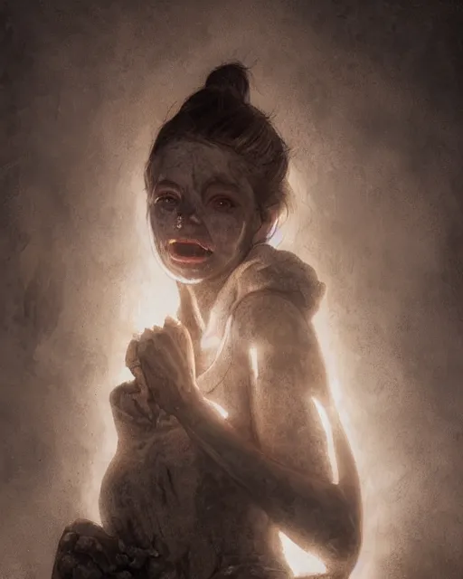 Prompt: a coalminer woman covered in coal dust in a mine lit by kerosene lamps, pioneer work, scary cave lighting, detailed face, by makoto shinkai, stanley artgerm lau, wlop, rossdraws