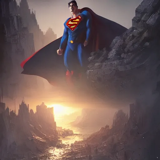 Image similar to superman the movie 1 9 7 8, highly detailed, illustration, fantasy art, in the style of greg rutkowski, cinematic shot, epic, fantasy, intricate, hyper detailed, artstation, concept art, smooth, sharp focus, ray tracing