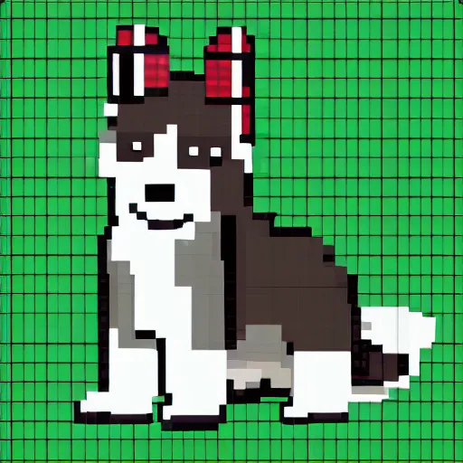 Image similar to cute collie puppy, pixelart