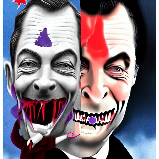 Prompt: nigel farage as count dracula, movie poster, digital art, detailed