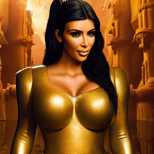 Image similar to kim kardashian in alladin live action, 8k full HD photo, cinematic lighting, anatomically correct, oscar award winning, action filled, correct eye placement,