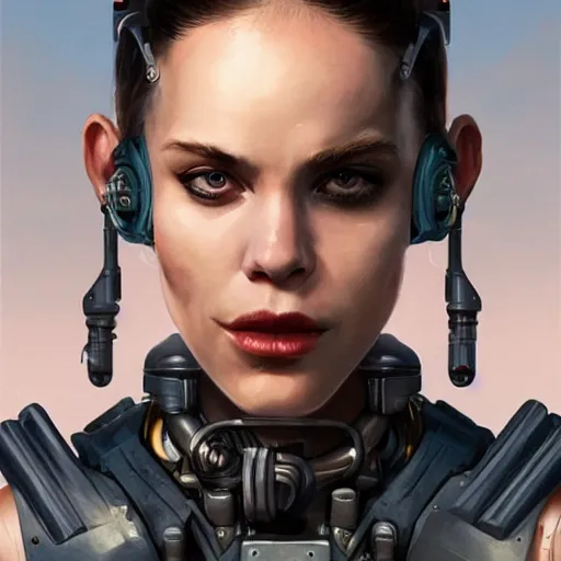 Image similar to tank girl, highly detailed, half human, half cyborg, power implants, full body transmogrify, beautiful, mesmerising, look of desire, loving stare, action shot, digital painting, trending on artstation, concept art, 4 k, sharp focus, illustration, art by greg rutkowski and magali villeneuve