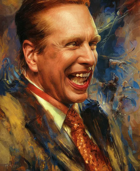 Prompt: portrait of ron hubbard, joyful, highly detailed painting by gaston bussiere, craig mullins, j. c. leyendecker 8 k,