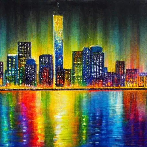 Wall Mural Blue nights Dubai - skyline with skyscrapers and reflection in  water - Other cities - Cities - Wall Murals