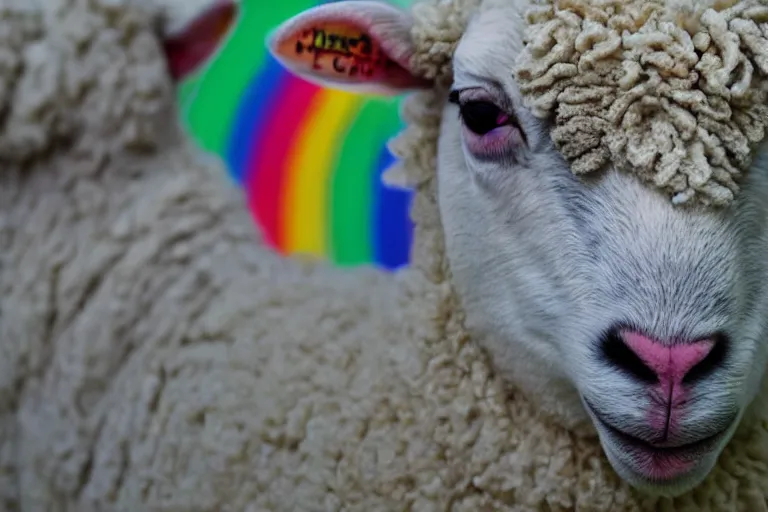 Image similar to a photo of a sheep in the color of the rainbow