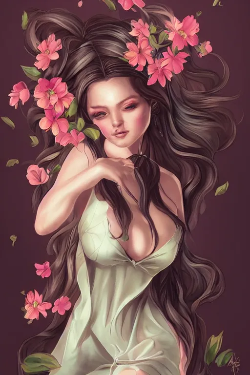 Prompt: Succubus in sundress portrait, by artgerm, WLOP and Ross Tran, blossoming geometric explosion from below