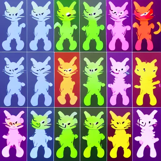 Image similar to Walking cycle sprite sheet of rainbow cat