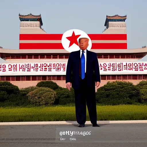 Prompt: Donald Trump standing in Pyongyang North Korea