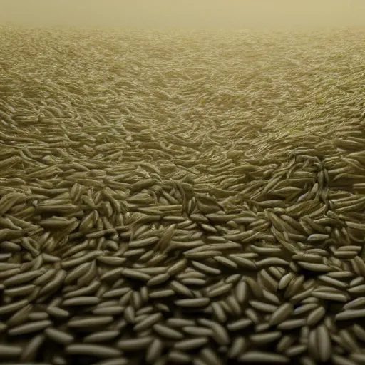 Image similar to Piles of rice scattered, unreal engine render