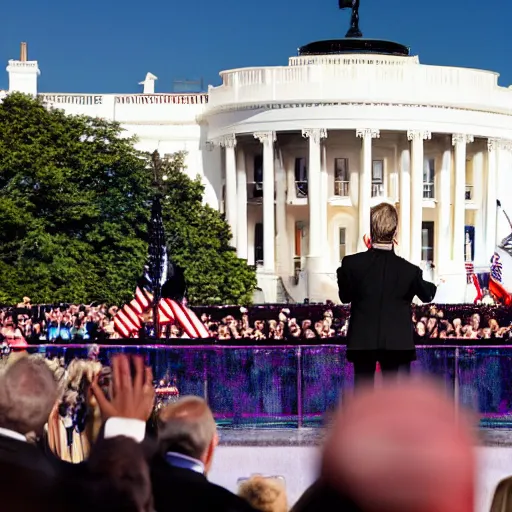 Prompt: riff raff being sworn in as 4 7 th president of united states, live coverage, 4 k