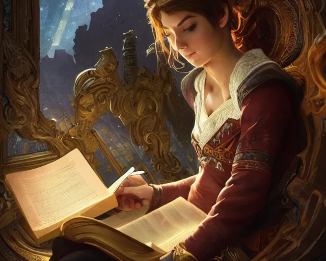 Prompt: gerard pique reading a book, deep focus, d & d, fantasy, intricate, elegant, highly detailed, digital painting, artstation, concept art, matte, sharp focus, illustration, hearthstone, art by artgerm and greg rutkowski and alphonse mucha