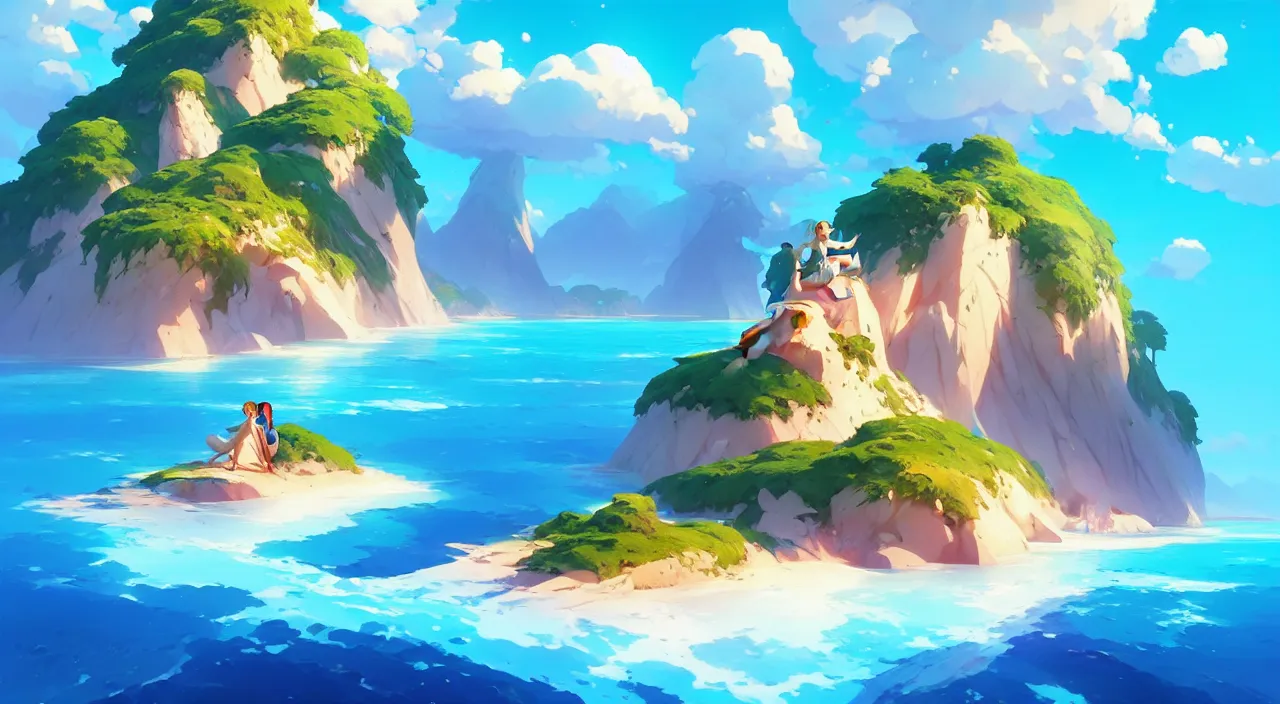 Prompt: beautiful summer island, in marble incrusted of legends heartstone official fanart behance hd by Jesper Ejsing, by RHADS, Makoto Shinkai and Lois van baarle, ilya kuvshinov, rossdraws global illumination