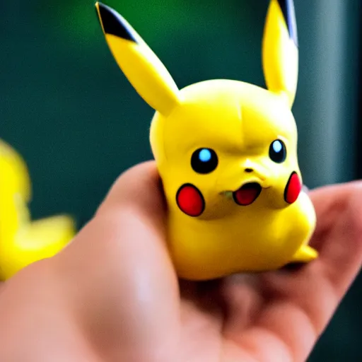 Image similar to high definition photograph, shot with sigma f / 4. 2, 5 0 mm sharp lens, shallow depth of field, pokemon : ( subject = pikachu + subject detail = photo realistic, high detail, accurate features )