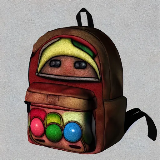 Image similar to 3 d render of a kawaii sweet backpack designed by leonardo da vinci, beautiful