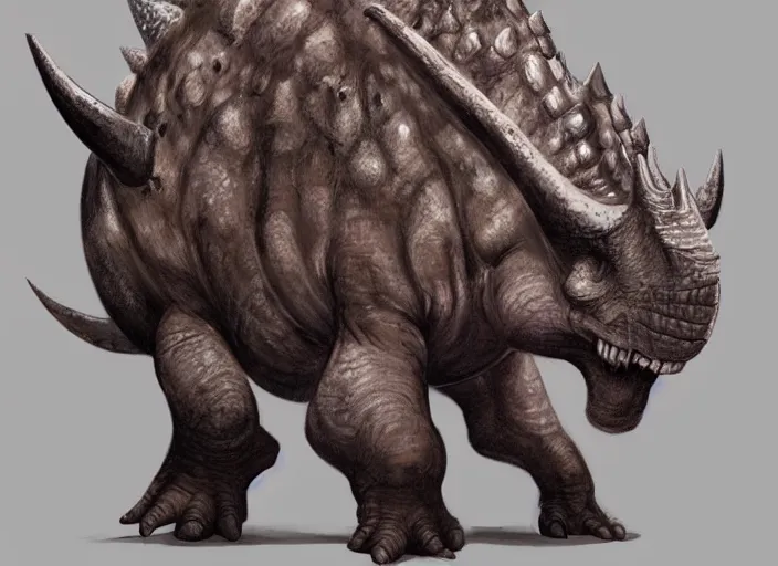 Image similar to character design for a triceratops made by cookies, oil painting by jama jurabaev, extremely detailed, brush hard, artstation, for aaa game, high quality, brush stroke