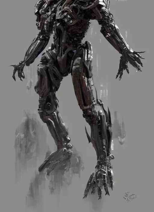 Image similar to willem dafoe as victor stone, full body concept, cyborg, borg, strogg, face of a man, terminator, flesh, quake strogg, doom demon, wolfenstein, monstrous, symmetry, symmetrical, concept art by ruan jia and greg rutkowski