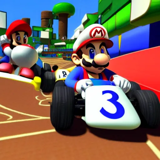 Image similar to franco in mario kart, circuit of the valley of the fallen