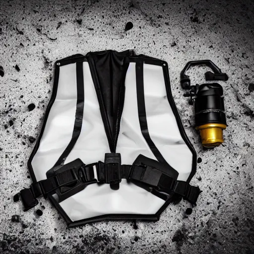 Prompt: bulletproof vest combined with diving equipment, photography