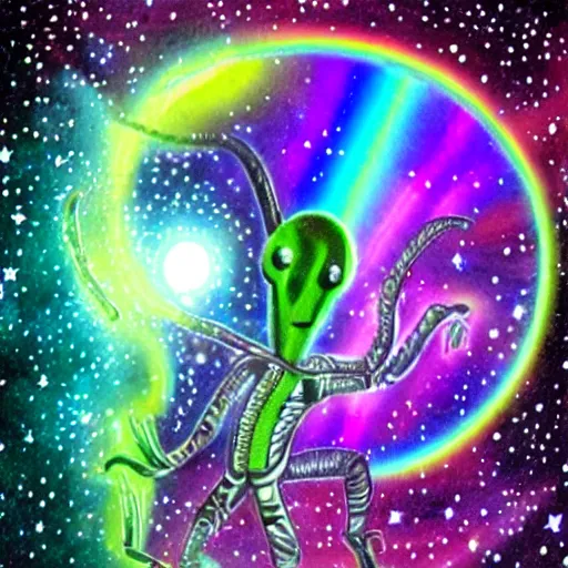 Image similar to rainbow cosmic alien