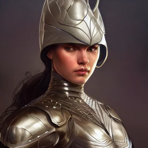 Prompt: portrait of bella poarch wearing a skintight knight armor, intricate, elegant, highly detailed, digital painting, artstation, concept art, smooth, sharp focus, illustration, art by artgerm and greg rutkowski and alphonse mucha, 8 k