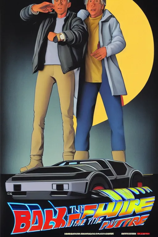 Prompt: A poster for Back to the Future, designed and painted by ralph mcquarrie