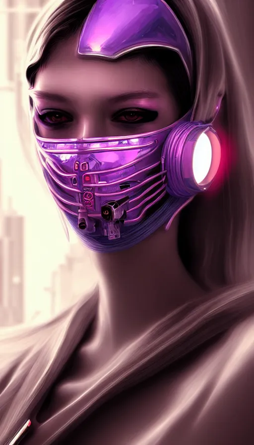 Image similar to face mask on beautiful woman face, cyberpunk art by kuno veeber, cgsociety, computer art, ultra detailed, futuristic, anime aesthetic