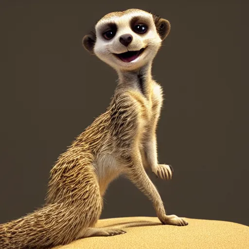 Image similar to curly haired girl with a body of a meerkat, in the style of pixar, 3 d, detailed, beautiful, amazing, 8 k, unreal engine 5,