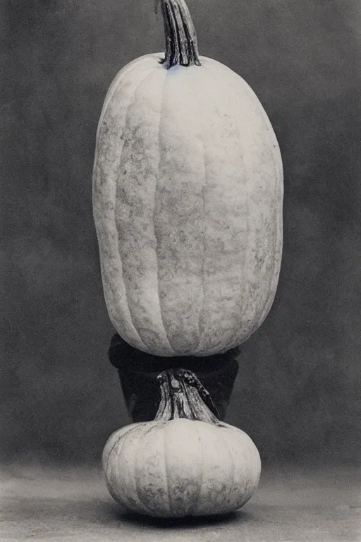 Prompt: a collodion process photograph of a sasquash