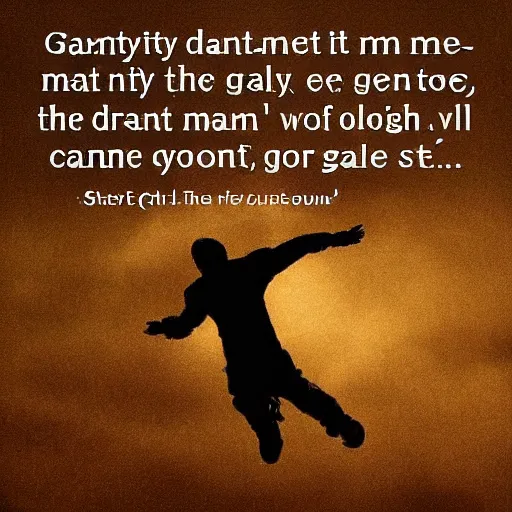 Image similar to gravity don't mean that much to me, now i'm falling near the atmosphere, no shackles on my feet, and i know i may be already gone, just promise you'll stay strong and carry on