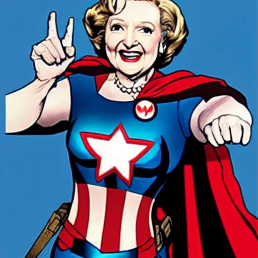 Prompt: betty white marvel superhero