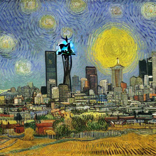 Prompt: Seattle, by VanGogh